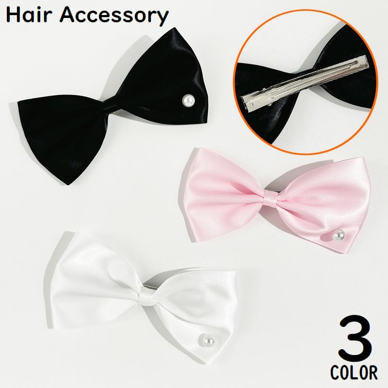 ヘアクリップ くちばしクリップ ヘアアクセサリー レディース 髪飾り 髪留め リボン 大きめ ビッグ フェイクパール かわいい