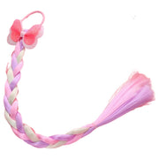 エクステ ポイントウィッグ ゴム付き ヘアアクセサリー エクステンション つけ毛 三つ編み カラフル キッズ ジュニア 子供 ワンポイント 蝶 バタフライ ダンス衣装 ヒップホップ おしゃれ かわいい 発表会