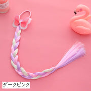 エクステ ポイントウィッグ ゴム付き ヘアアクセサリー エクステンション つけ毛 三つ編み カラフル キッズ ジュニア 子供 ワンポイント 蝶 バタフライ ダンス衣装 ヒップホップ おしゃれ かわいい 発表会