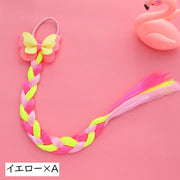 エクステ ポイントウィッグ ゴム付き ヘアアクセサリー エクステンション つけ毛 三つ編み カラフル キッズ ジュニア 子供 ワンポイント 蝶 バタフライ ダンス衣装 ヒップホップ おしゃれ かわいい 発表会