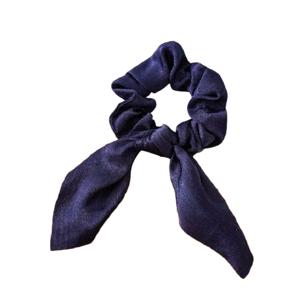 シュシュ レディース 女性用 ヘアアクセサリー リボン 髪飾り ネイビー バリエーション画像