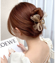 ヘアクリップ バンスクリップ レディース ヘアアクセサリー 髪留め 髪飾り まとめ髪 ヘアアレンジ リボン レース フェイクパール 揺れる 可愛い おしゃれ 女性 婦人 簡単 ロングヘア セミロング 外出 お出掛け
