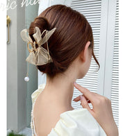 ヘアクリップ バンスクリップ レディース ヘアアクセサリー 髪留め 髪飾り まとめ髪 ヘアアレンジ リボン レース フェイクパール 揺れる 可愛い おしゃれ 女性 婦人 簡単 ロングヘア セミロング 外出 お出掛け