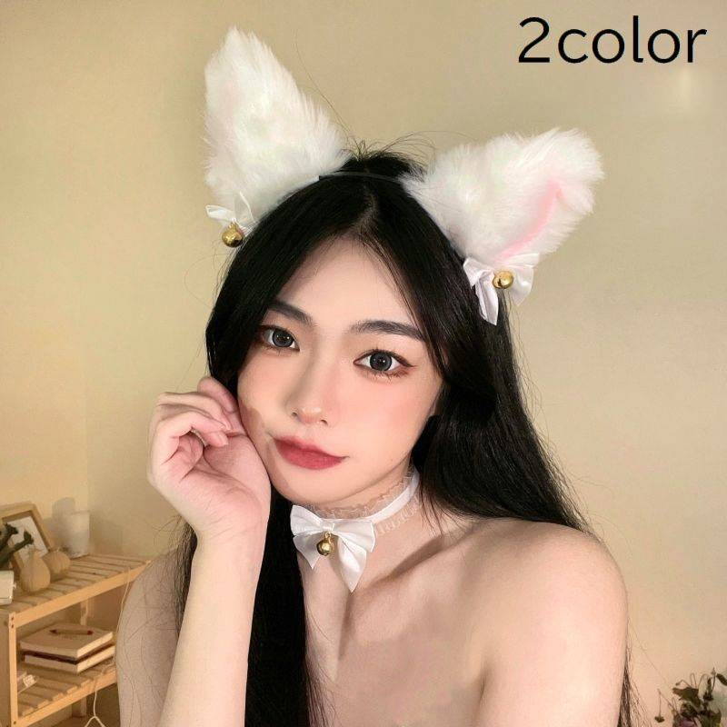 ヘッドドレス カチューシャ コスチューム アクセサリー レディース 女性 婦人 猫耳 フェイクファー リボン レース 鈴 フリル ホワイト ブラック かわいい おしゃれ コスプレ 仮装 パーティー イベント