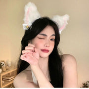 ヘッドドレス カチューシャ コスチューム アクセサリー レディース 女性 婦人 猫耳 フェイクファー リボン レース 鈴 フリル ホワイト ブラック かわいい おしゃれ コスプレ 仮装 パーティー イベント