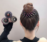 ヘアクリップ ポニーリング レディース ヘアアクセサリー 髪留め 髪飾り ラインストーン キラキラ ヘアアレンジ まとめ髪 シニヨン お団子 おしゃれ かわいい 華やか エレガント