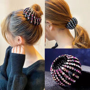 ヘアクリップ ポニーリング レディース ヘアアクセサリー 髪留め 髪飾り ラインストーン キラキラ ヘアアレンジ まとめ髪 シニヨン お団子 おしゃれ かわいい 華やか エレガント