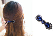バレッタ ヘアクリップ レディース 女性 ヘアアクセサリー ファッション雑貨 バタフライ 蝶 花型 フラワー ラインストーン ブルー シルバーカラー アンティーク調 華やか かわいい キュート エレガント フェミニン ガーリー プレゼント ギフト