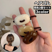 ヘアゴム 2個セット リングゴム レディース ヘアアクセサリー 髪飾り 髪留め マーブル柄 マーブル調 ヘアアレンジ まとめ髪 上品