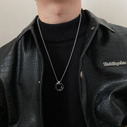 ネックレス トリプルリング メンズ 男性用 アクセサリー 単品 シルバーカラー 銀色 シンプル おしゃれ カジュアル カッコいい 首飾り ギフト 記念日 誕生日 プレゼント 贈り物 ファッション小物 ゴールドカラー 黒 青 金色