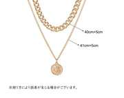 ネックレス 2連 ペンダント チェーン レディース アクセサリー コインモチーフ ショート