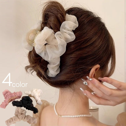 ヘアクリップ バンスクリップ レディース ヘアアクセサリー チュール 透け感 商品画像