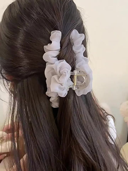 ヘアクリップ バンスクリップ レディース ヘアアクセサリー チュール 透け感 商品画像5
