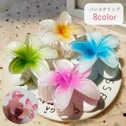 バンスクリップ ヘアクリップ 髪留め レディース 女性 ヘアアクセサリー ファッション雑貨 花型 お花 フラワー グラデーション ブルー ピンク ホワイト 可愛い キュート カジュアル トロピカル風 南国風 夏 リゾート 海水浴 プール