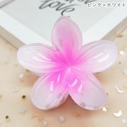 バンスクリップ ヘアクリップ 髪留め レディース 女性 ヘアアクセサリー ファッション雑貨 花型 お花 フラワー グラデーション ブルー ピンク ホワイト 可愛い キュート カジュアル トロピカル風 南国風 夏 リゾート 海水浴 プール