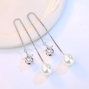 アメリカンピアス チェーンピアス ロングピアス レディース アクセサリー 耳飾り フェイクパール ラインストーン 揺れる 星型 円形 おしゃれ 外出 お出掛け デート ギフト 記念日 誕生日 贈り物 プレゼント ファッション小物 服飾小物