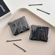 ヘアピン アメリカピン 100本入り 玉つき アメピン 5.5cm ストレート 波型 ウェーブ ヘアアレンジ ヘアアクセサリー 前髪ピン サイドピン ブラック 黒