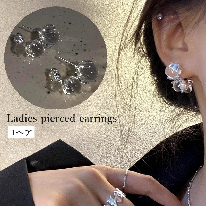 スタッドピアス 1ペア ピアス レディース クリア 透明 女性 婦人 アクセサリー 耳飾り 大ぶり かわいい おしゃれ 大人女子 ギフト プレゼント 存在感