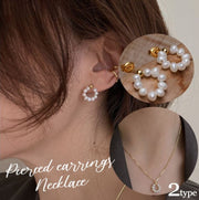 スタッドピアス ネックレス ペンダント レディース 女性用 アクセサリー ゴールドカラー フェイクパール サークル  ベネチアンチェーン 華奢 カジュアル 高見え 高級感 おしゃれ 大人可愛い かわいい キュート 耳飾り 普段使い 婦人 普段使い ファッション小物 プレゼント 贈り物 ギフト 誕生日 記念日 お出かけ プチギフト パーティー 2次会 結婚式 上品