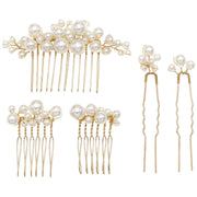 ヘアアクセサリー 5点セット コーム Uピン レディース 女性用 フェイクパール ヘアアレンジ まとめ髪 上品 おしゃれ