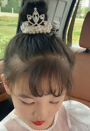 ヘアゴム ビーズシュシュ 子供 キッズ 女の子 ヘアアクセサリー 髪飾り まとめ髪 ヘアアレンジ パール調 ラインストーン 王冠
