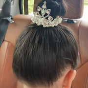 ヘアゴム ビーズシュシュ 子供 キッズ 女の子 ヘアアクセサリー 髪飾り まとめ髪 ヘアアレンジ パール調 ラインストーン 王冠