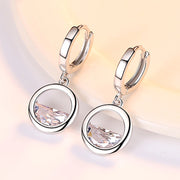 ピアス レディース アクセサリー 女性用 円型 ラインストーン シルバーカラー 銀色 揺れる ゆらゆら 可愛い おしゃれ 記念日 誕生日 プレゼント 贈り物 ギフト ファッション小物