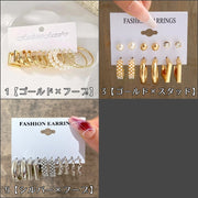 フープピアスセット リングピアス スタッドピアス スタッズ レディース セット 女性 女の子 アクセサリー 耳飾り ラインストーン フェイクパール 種類豊富 プレゼント ギフト 贈り物 キラキラ ファッション小物 おしゃれ クール かわいい