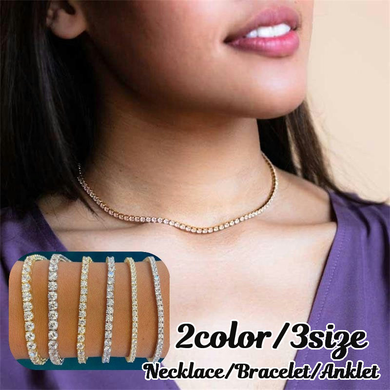 テニスネックレス テニスブレスレット アンクレット アクセサリー レディース 女性用 ファッション小物 ラインストーン 2mm 3mm 4mm 華やか 上品 エレガント おしゃれ かわいい プレゼント ギフト 誕生日 記念日