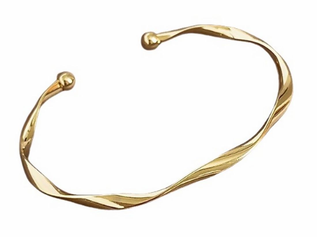 バングル ブレスレット レディース アクセサリー 女性用 メタル シルバーカラー ゴールドカラー C型 ツイスト ひねり シンプル カジュアル おしゃれ プレゼント 普段使い ギフト 贈り物