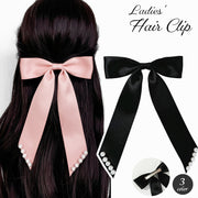ヘアクリップ レディース ヘアアクセサリー 単品 1個 くちばしクリップ リボン フェイクパール おしゃれ かわいい 髪飾り 髪留め まとめ髪 大人可愛い フェミニン ガーリー クラシック お出かけ 女性用 婦人用