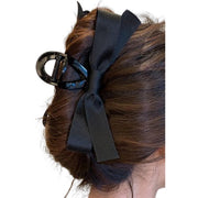 バンスクリップ ヘアクリップ ブラックリボン ヘアアクセサリー レディース まとめ髪 ヘアアレンジ 無造作ヘア 髪留め おおきめ 黒 おしゃれ シック