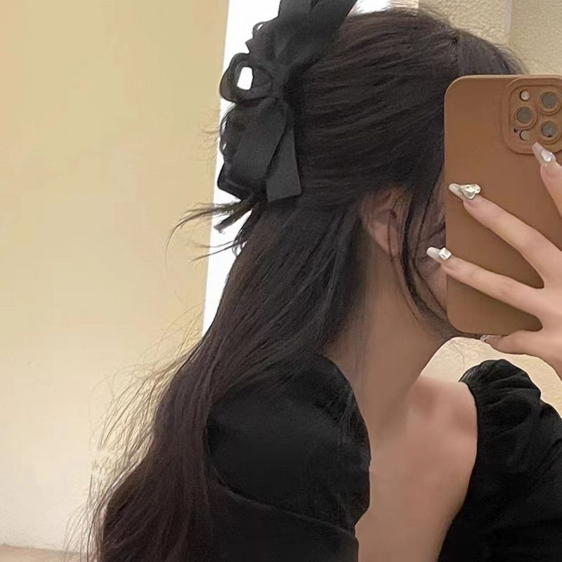 バンスクリップ ヘアクリップ ブラックリボン ヘアアクセサリー レディース まとめ髪 商品画像2