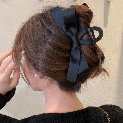 バンスクリップ ヘアクリップ ブラックリボン ヘアアクセサリー レディース まとめ髪 商品画像3