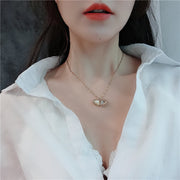 ネックレス レディース 女性 アクセサリー ファッション雑貨 貝殻型 シェル型 二枚貝 ラインストーン フェイクパール ゴールドカラー シルバーカラー 可愛い キュート ガーリー フェミニン おしゃれ プレゼント ギフト