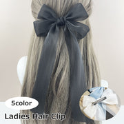ヘアクリップ レディース 女性 ヘアアクセサリー 髪飾り リボン 大きめ かわいい おしゃれ お団子 揺れる