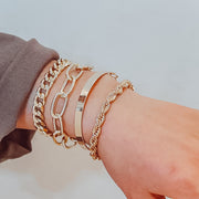 ブレスレット 4点セット チェーンブレスレット シルバーカラー ゴールドカラー 喜平 存在感 金属 メタル バングル ブレスレット オーバル レディース 女性 アクセサリー 腕輪 鎖 おしゃれ