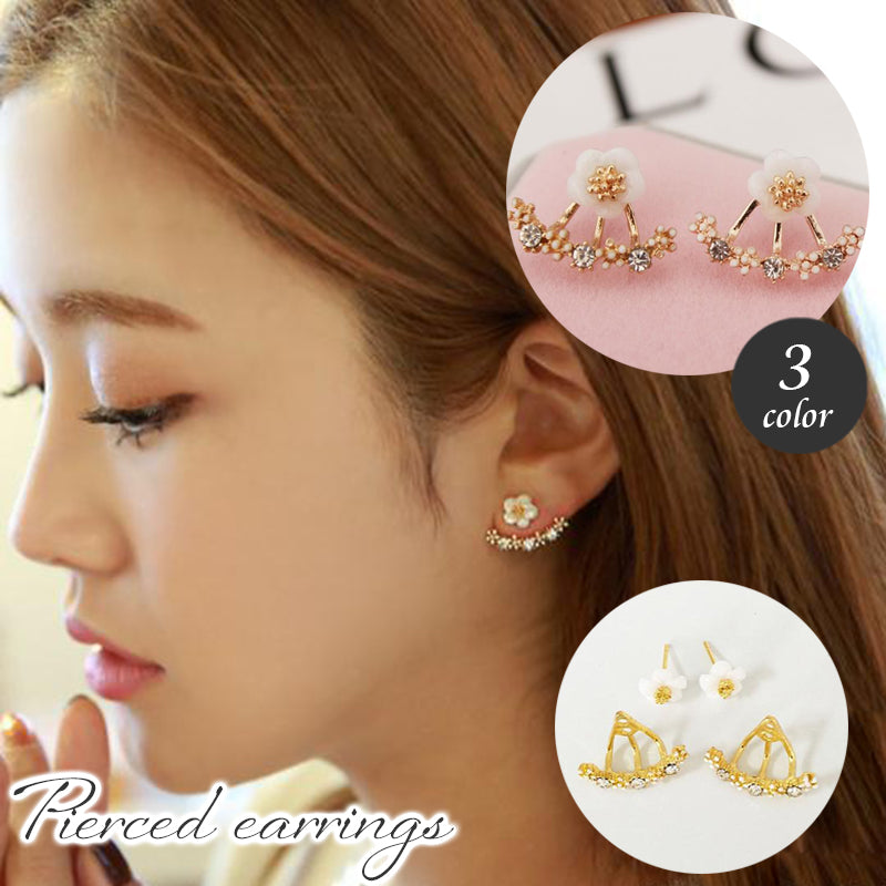 バックキャッチピアス スタッドピアス アクセサリー レディース 女性用 フラワー 小花 おしゃれ かわいい フェミニン キュート ガーリー 大人上品 お出かけ カジュアル デイリー 普段使い オフィス 通勤 デート 婦人用