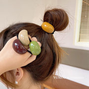 ヘアゴム 髪ゴム レディース 女性 ヘアアクセサリー ファッション雑貨 飾り付き ストーン風 鉱石風 べっ甲風 グリーン ブラウン シンプル フェミニン シック フォーマル かわいい キュート おしゃれ