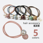 ヘアゴム 単品 髪ゴム パール調 ビーズ付 ヘアアクセサリー 髪留め カラーゴム まとめ髪 ヘアアレンジ ヘアタイ 無造作ヘア お団子 ハーフアップ ヘアアクセント