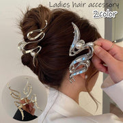 バンスクリップ クロウクリップ ヘアクリップ レディース 女性 婦人 ヘアアクセサリー 髪飾り まとめ髪 ウェーブ パール調 ヘアアレンジ かわいい おしゃれ お出かけ