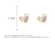 ピアス レディース 女性用 アクセサリー 耳飾り ラインストーン ハート ゴールドカラー 可愛い オシャレ 普段使い プレゼント ギフト ファッション小物