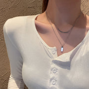 ネックレス 重ね付け風 二連 レディース 女性 アクセサリー チェーン プレート シルバーカラー シンプル おしゃれ かわいい 首飾り お出かけ 普段使い ギフト プレゼント ファッション小物