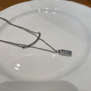 ネックレス 重ね付け風 二連 レディース 女性 アクセサリー チェーン プレート シルバーカラー シンプル おしゃれ かわいい 首飾り お出かけ 普段使い ギフト プレゼント ファッション小物