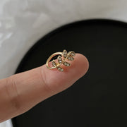 イヤーカフ イヤークリップ 片耳用 レディース アクセサリー 単品 リーフ ラインストーン 上品 小さめ 重ね付け 葉っぱ かわいい