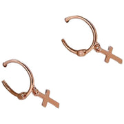 フープピアス リングピアス 中折れ式 レディース アクセサリー 耳飾り モチーフ ハート クロス スター シルバーカラー ローズゴールドカラー 揺れる かわいい 華奢 ギフト プレゼント デート 女性 ワンタッチ