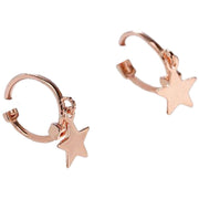 フープピアス リングピアス 中折れ式 レディース アクセサリー 耳飾り モチーフ ハート クロス スター シルバーカラー ローズゴールドカラー 揺れる かわいい 華奢 ギフト プレゼント デート 女性 ワンタッチ