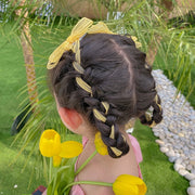 ヘアクリップ 2個セット リボン ロング ヘアアクセサリー 子供 キッズ 女の子 髪飾り 髪留め まとめ髪 編み込み こども用 子ども かわいい おしゃれ ヘアアレンジ 可愛い