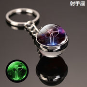キーホルダー キーリング バッグチャーム レディース メンズ アクセサリー 夜光 蓄光 光る ボール型 12星座 宇宙 黄道十二宮 ファッション小物 雑貨 おしゃれ お洒落 大人 子供 子ども こども 女性 婦人 男性 紳士 女の子 男の子 男女兼用 プチギフト 贈り物