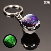 キーホルダー キーリング バッグチャーム レディース メンズ アクセサリー 夜光 蓄光 光る ボール型 12星座 宇宙 黄道十二宮 ファッション小物 雑貨 おしゃれ お洒落 大人 子供 子ども こども 女性 婦人 男性 紳士 女の子 男の子 男女兼用 プチギフト 贈り物